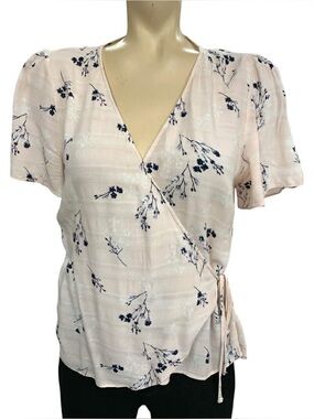 Gentle Fawn Blush Floral Wrap Blouse Size L